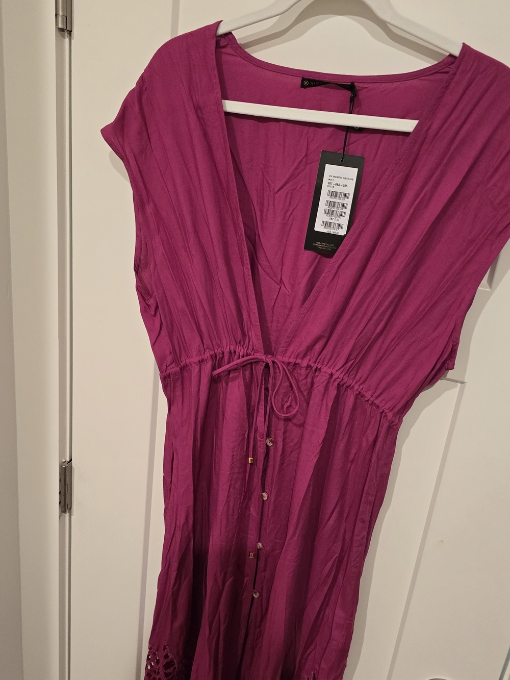 Vix Bright Magenta Button-Front Cover-Up
